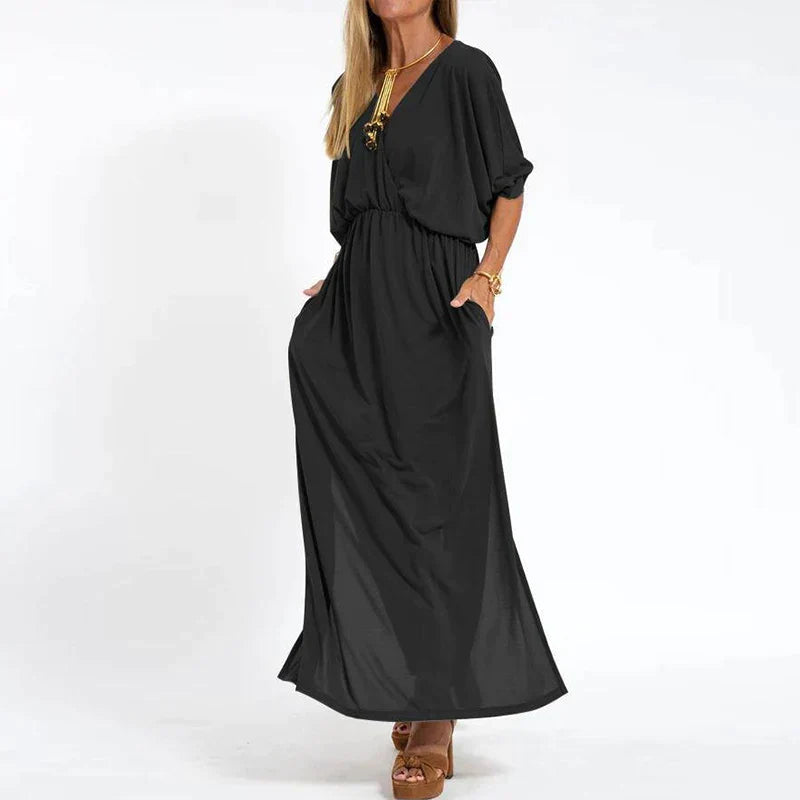 Rhea™ - High Waist Side Split Long Vintage Dress