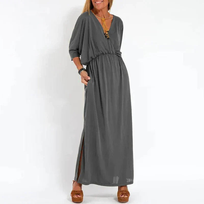 Rhea™ - High Waist Side Split Long Vintage Dress