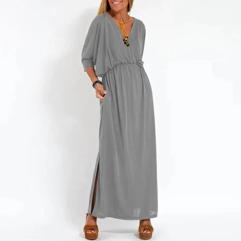 Rhea™ - High Waist Side Split Long Vintage Dress