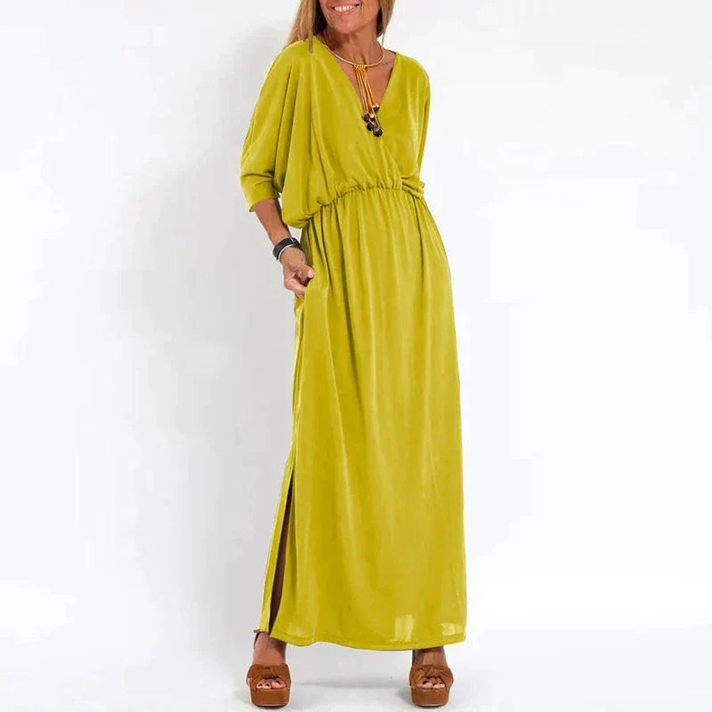 Rhea™ - High Waist Side Split Long Vintage Dress